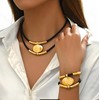 Gold Jewelry Set, Silver Black Boho Western Double Layered Chunky