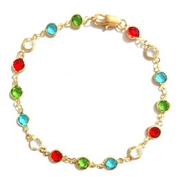 Cubahop Beach Multi Color Anklets Crystal Ankle Bracelets Summer Foot Accessories Jewelry for Women and Girls (Gold)