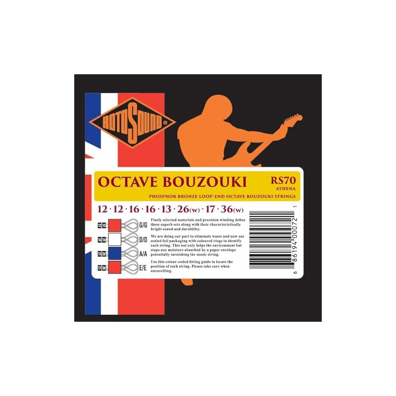 Rotosound RS70 Phosphor Bronze Loop End 8 String Bouzouki Set