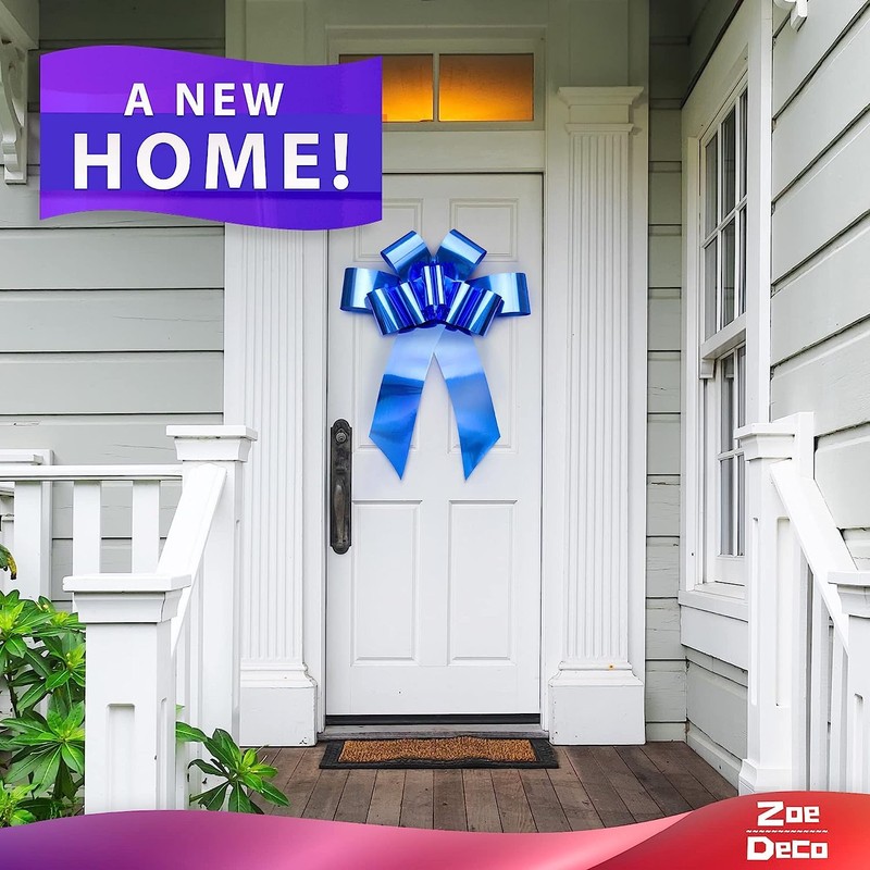 Zoe Deco Big Car Bow (Glossy Blue, 30 inch) Gift