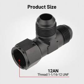EVIL ENERGY 12AN Male Tee Fitting to AN12 Female Swivel on Run Aluminum Black