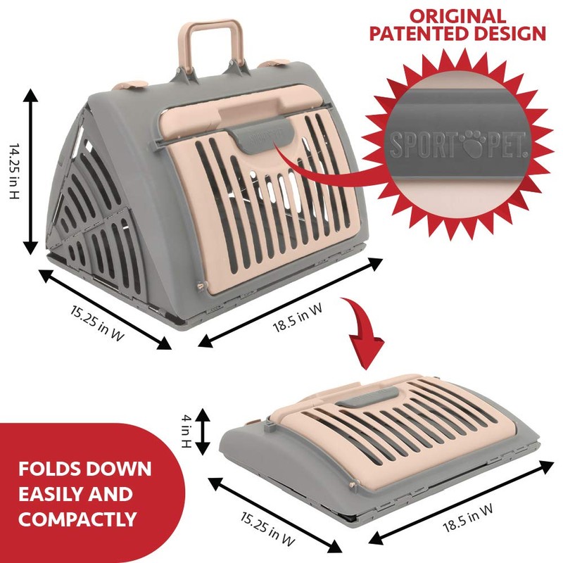 SportPet Designs Foldable Travel Cat Carrier - Front Door Plastic