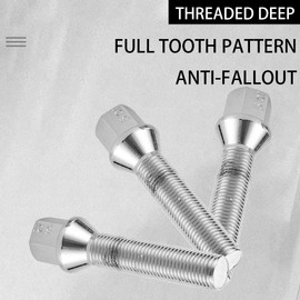 JNNJ Pack of 10 Wheel Bolts Wheel Bolts Taper Collar Wheel Bolts M14 x 1.5, Wheel Bolts in OE Quality for Alloy Wheels and Tyre Change, Replacement Bolt Set for Car Accessories