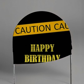 FiVan Arch Backdrop Cover Construction Black and Yellow Theme Bilayer Round Top Background for Baby Birthday Party Decoration