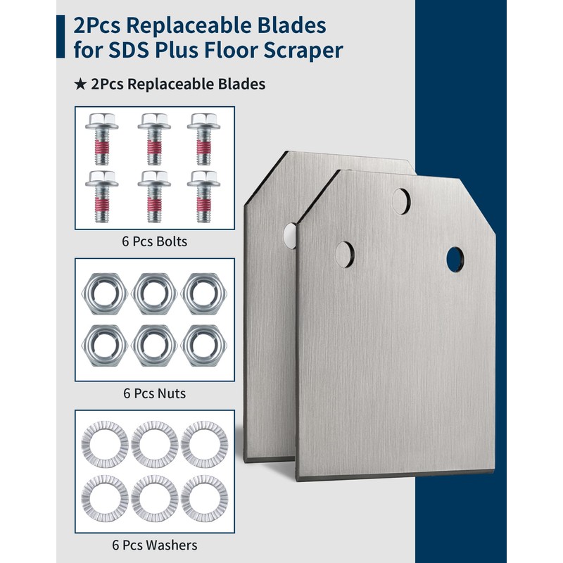 SDS Plus Floor Scraper with 2pcs Replaceable Blades, Firecore 4