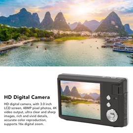 4K Digital Camera, 3.0 inch LCD Screen, 48MP 16X Zoom Anti Shaking Portable HD Camera, Built in Fill Light, 128GB Storage Expansion, for Teens Kids (Black)