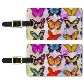 Colorful Butterflies Butterfly Design Luggage ID Tags Carry-On Cards - Set of 2