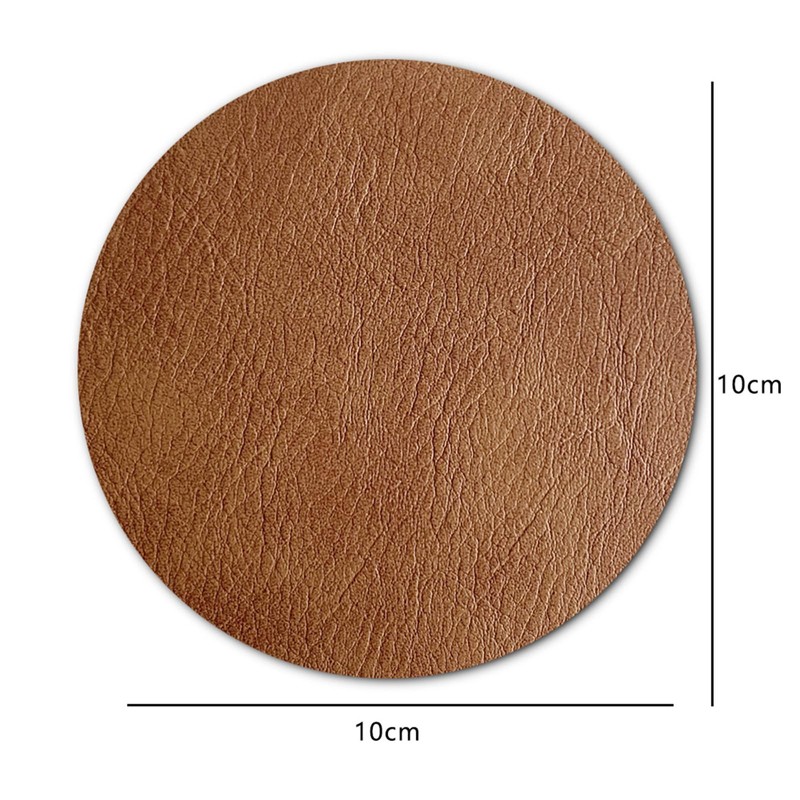 6 PCS Coffee Leather Coasters 10cm Round Leather Cup Mats