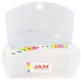 JAM PAPER Accordion Folders - 13 Pocket Plastic Expanding File - Check Size - 5 x 10 1/2 - Clear - Sold Individually