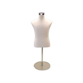 (JF-33M01+BS-04S+CAP-M04) ROXYDISPLAY Male Body Form White Jersey Cover Form w/Short Round Stand