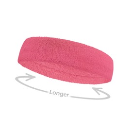 COUVER HB206 Long Terry Cloth Sports Head Sweatband for Large Head, 1 PC, Pink
