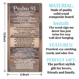 Christian Decor, Bible Verse Psalms 91 Hanging Sign, Decorative Wall Plaque, Rustic Door Sign, Door Hanger, Inspirational Hanging Wood Sign, Religion Artwork, Wall Decor Art, Home Office Decor