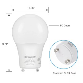 DEWENWILS 4 Pack GU24 LED Light Bulb, Dimmable 2 Prong Light Bulbs,Warm White