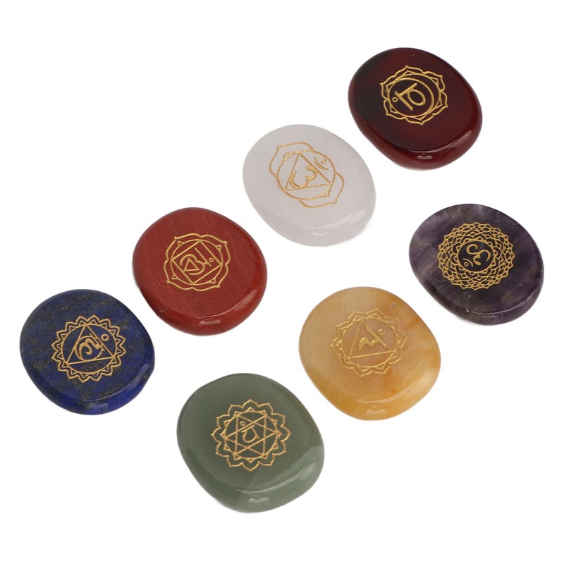 7 Pcs Rune Stones Set Different Color Smoother Yoga Stone