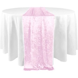 Elegant Event Essentials - Crushed Velvet Party Long Table Runner - For Spring Party, Wedding, Reception, Banquet, Home Dining Space Christmas Decoration (12” x 108”/30.48 x 274.32cm) - Light Pink