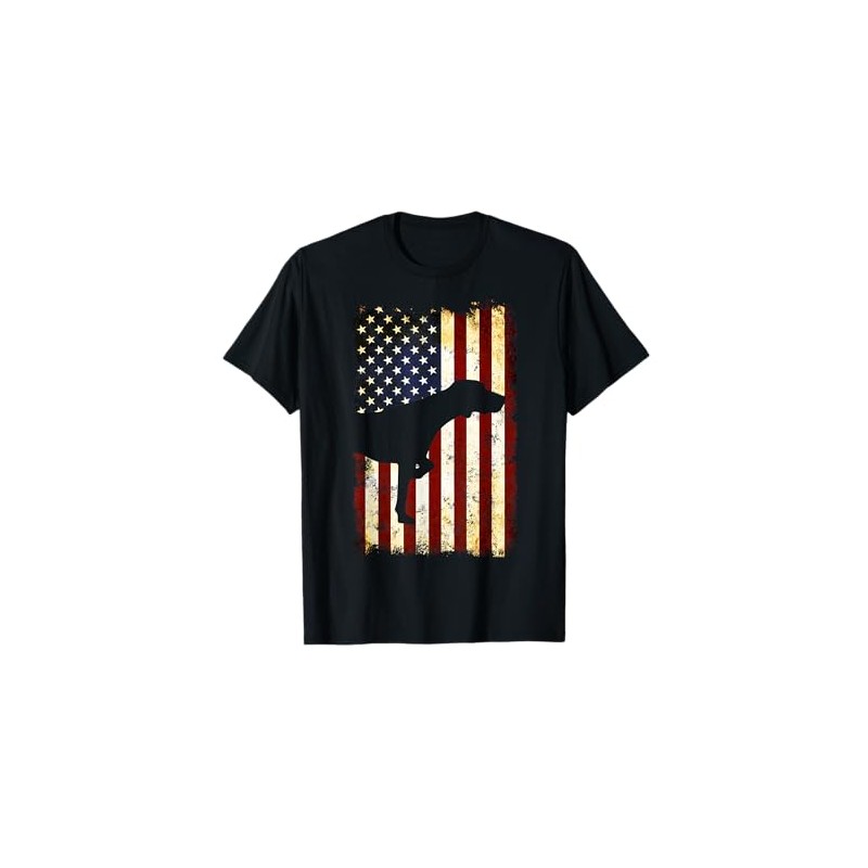 German Shorthaired Pointer Silhouette American Flag T-Shirt