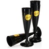 COM-FOUR® 16 x Reusable Champagne Glasses - Black, Stackable Plastic