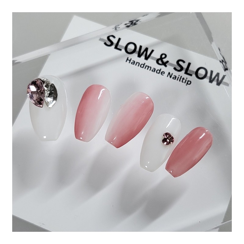 [Sl&Sl Nail Tip] Pink Beam Gradient Nail – Stiletto /