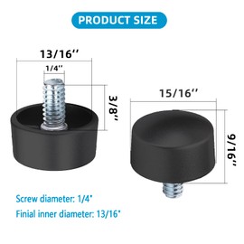 Kowibcl Finials for Curtain Rods 4 Pcs Plastic Curtain Rod Finials for 3/4 Inch With 1/4” - 20 UNC Screws Curtain Rod,Drapery Rod Finials of Cylindrical Shape(Black)