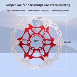 Jane Eyre Bicycle Floating Brake Disc 160 mm/180 mm/203 mm with 6 Screws for MTB Road Bike (Red 160 mm)