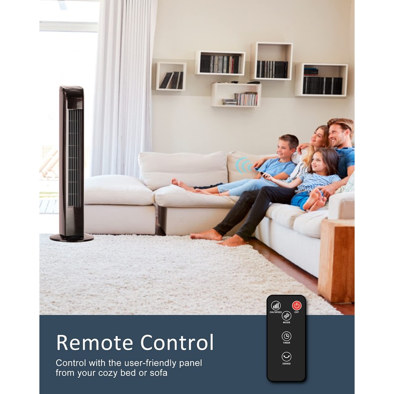 Uthfy Oscillating Tower Fan with Remote, Electric Standing Tower Fan