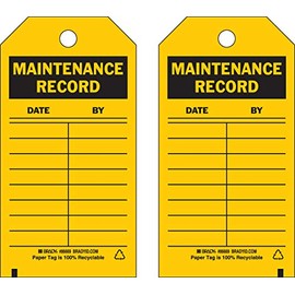 Brady 86669 5 3/4" Height x 3" Width, Cardstock (B-853), Black on Yellow Inspection & Material Control Tags (100 Tags)