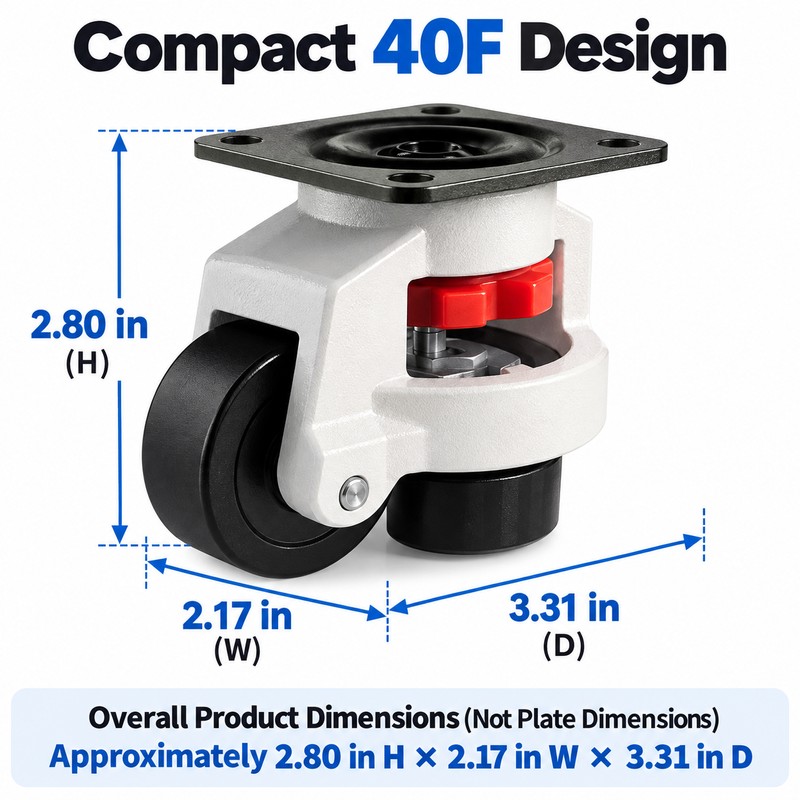 4-Pack 40F Leveling Casters with Adjustable Pads to Move &