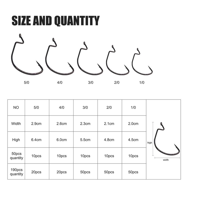 Dingbear 190PCS Bass Salmon Fish Hook Fishing Hooks