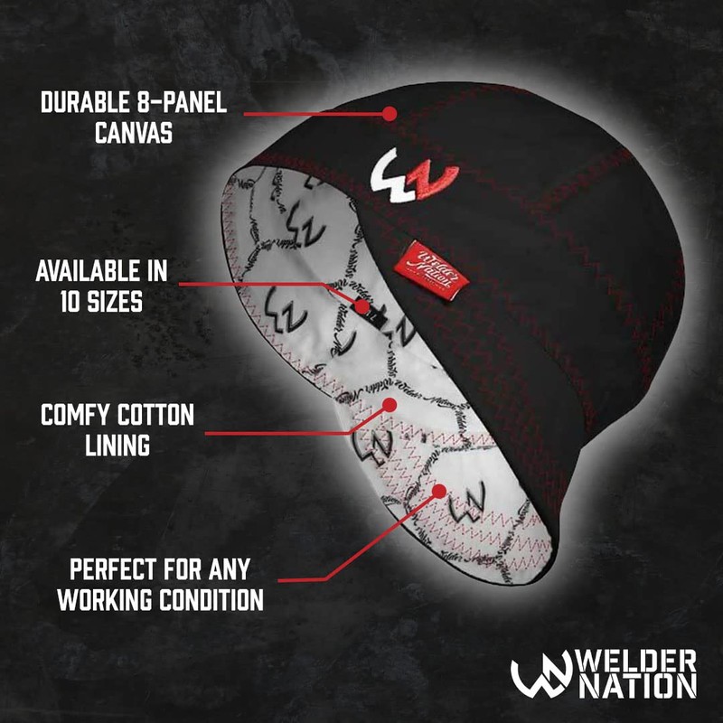 Welder Nation 8 Panel Welding Beanie Cap, 100% Cotton, Duck