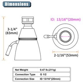 Angle Simple Shower Head, Brass High Flow Shower Spray Head, Adjustable Angle and Water Flow, G 1/2, Matte Black