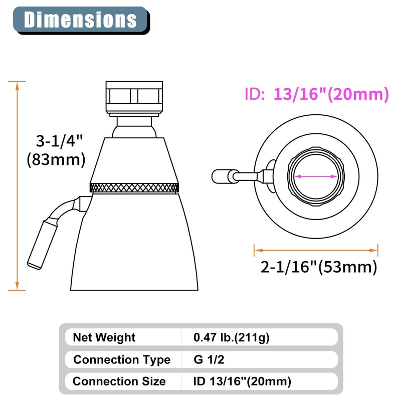 Angle Simple Shower Head, Brass High Flow Shower Spray Head,