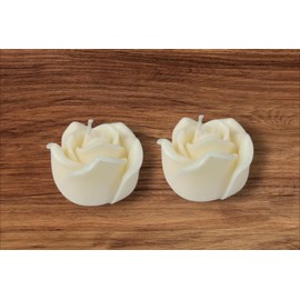 CPS Decor Rose Candles Soy Wax Smokeless Clean Burn Scented Rose Perfect for Home Use Decoration Gifting and Anniversary White (Set of 2)