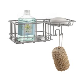 SunnyPoint Classic Wall Mounted Shower Caddy Organizer Basket Shelf With Removable Adhesive Hook. No Drilling Needed (Grey, Standard)