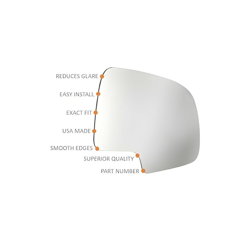 Fits 10-19 Taurus Left Driver Mirror Glass Lens w/Blind Sport