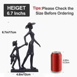 17 cm Iron Statue of Mother and Son, Meaningful Cast Iron Sculpture, Valuable Gift for Mother's Day, Son Birthday, Metal Sculpture from Son for Mother for Living Room (Style 10)