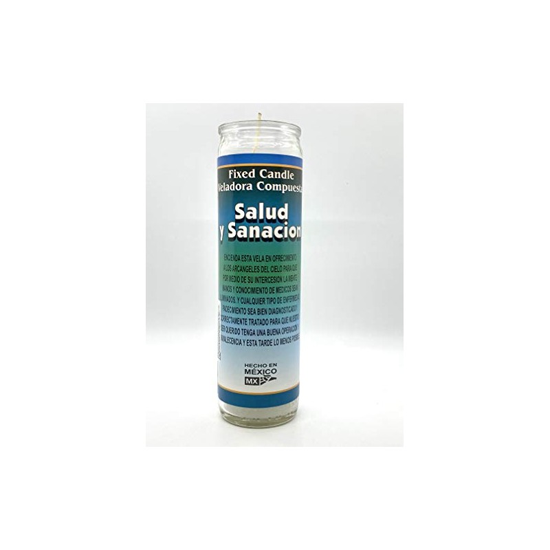 Salud y Sanacion 7-Day Glass Candle - White, Modern, Religious