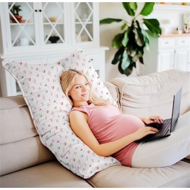 maizi Pregnant Pillow Customized Full Body Contour Pillow Satin Square Support Pillow 34X34 Insert Included Envelope Closure Machine Washable Breathing Comfort Pregnancy Sleep Gift Made in USA