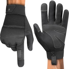 NoCry Heavy Duty Work Gloves for Men with Reinforced Palms & Foam Padded Knuckles — Men’s Work Gloves with Touchscreen Tips — Snug Fitting Working Gloves for Men with Hook & Loop — Gloves for Men Work
