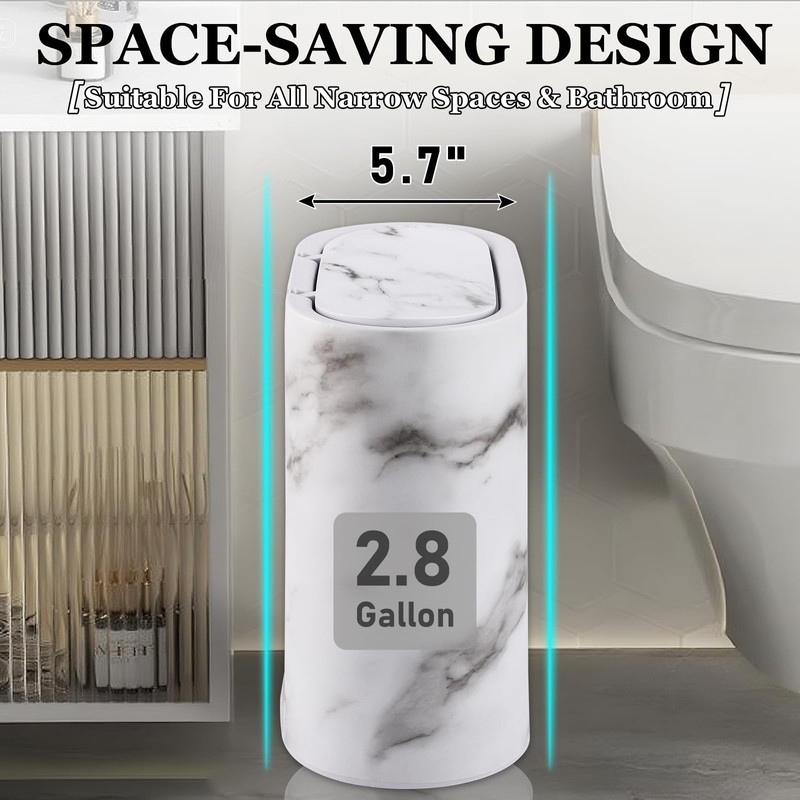 InnJoey Bathroom Accessories Set, 9-Piece Marble White Bathroom Set, White