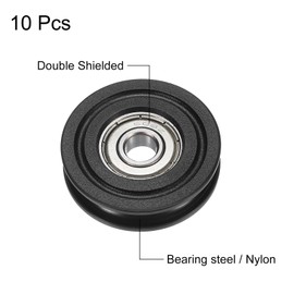 sourcing map 10pcs U608ZZ Nylon Pulley U-Groove Ball Bearing 8x40x10mm U Groove Roller Wheel (GCr15) Chrome Steel Bearings, ABEC3