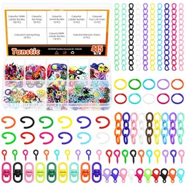 Tanstic 10Pcs Double Ended Swivel Key Ring Connector, 15pcs Lobster Claw Clasps, 250pcs Eye Pins, 40pcs Extender Chain, 50pcs Open Jump Rings, 50pcs Split Jump Ring for DIY Craft