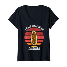 Womens Vintage Curuba I Pair Well With Curuba Fruit Lover V-Neck T-Shirt