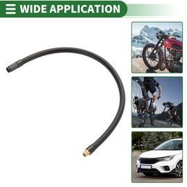 Motoforti Universal Tire Inflator Extension Tube Air Pump Extend Hose Adapter Tire Valve 15.75inch M8x0.8 10mm OD Durable Rubber Black Connector