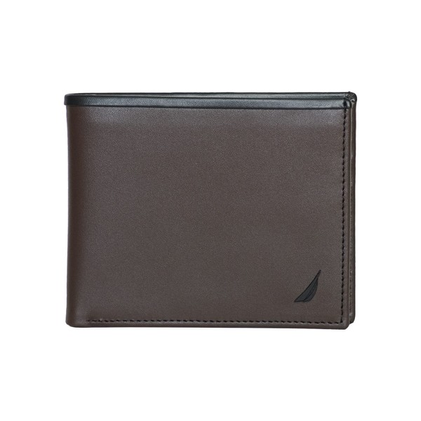 Nautica Men's Pop J-Class Bifold Wallet, Black/Brown, One Size