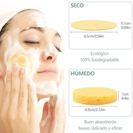 50 Esponja Facial Comprimida, Sponjas Exfoliantes Faciales Natural, Esponjas Faciales Limpieza para Limpieza Facial, Exfoliación de Poros y Masaje