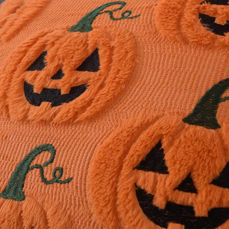 Halloween Throw Pillow Covers 18x18 Set of 2 Orange Pumpkin