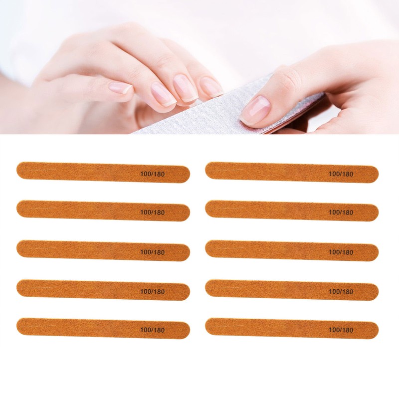 10pcs Nail File Professional Wood Core Reusable Double Sides Washable