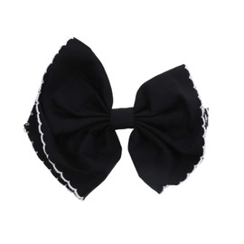 Black & Yellow Scalloped Edge Bow Hair Clip Small - Set of 2