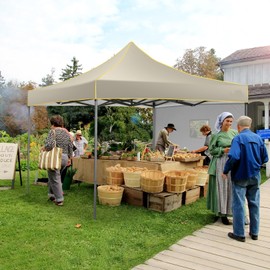 COBIZI 10x10 Pop Up Canopy Tent, Easy Setup Canopy with Sidewalls Waterproof & UPF 50+, Heavy Duty Commercial Instant Craft Fair Tent for Party, Event, Vendor, Farmer Market(Khaki)