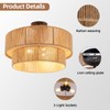 Fenluster Boho Semi Flush Mount Ceiling Light Rattan Ceiling Light
